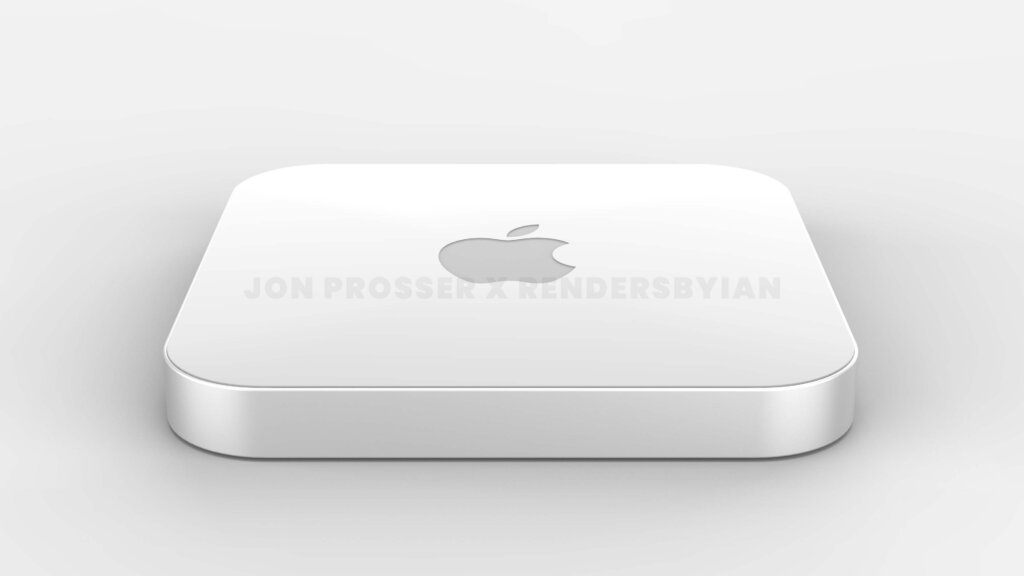 Auf diesem Bild sieht man den Mac mini von vorne in seinem neuen Design.