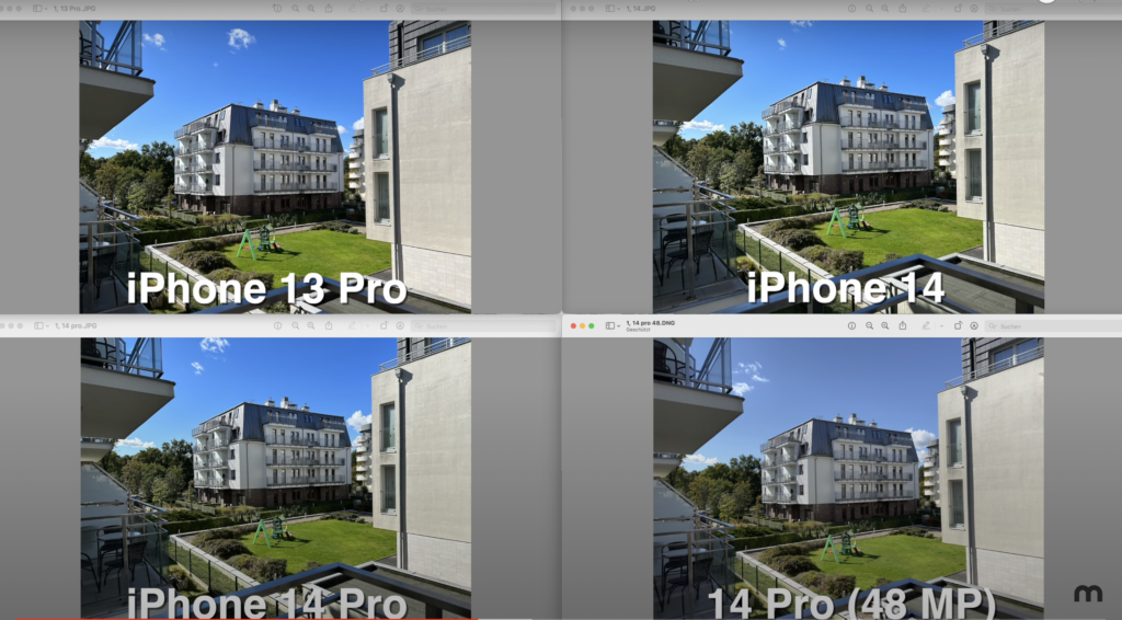 Vergleich Hauptkamera iPhone 14, iPhone 13 Pro und iPhone 14 Pro