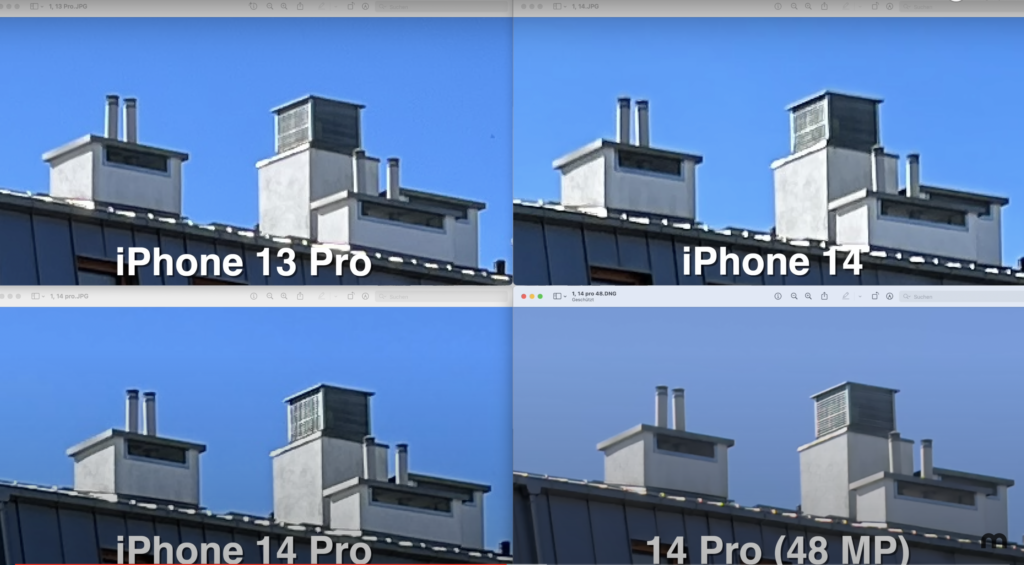 iPhone 14, iPhone 14 Pro und iPhone 13 Pro Hauptkamera Vergleich